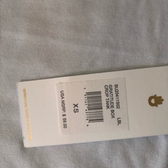 SPIRITUAL GANGSTER "My Attitude Is Gratitude" White Crop Tee Sz XS - Picture 4 of 7